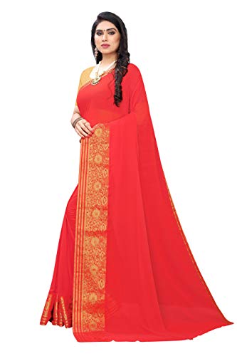 Image of AKHILAM Women's Fashion Chiffon Saree With Blouse Piece