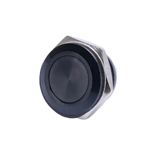 Interruptor pulsador momentáneo negro de 25mm para control de circuitos eléctricos