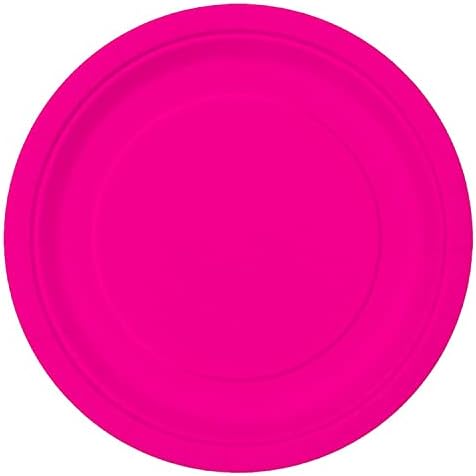 Unique Party 99154 - 18cm Neon Yellow Party Plates, Pack of 20