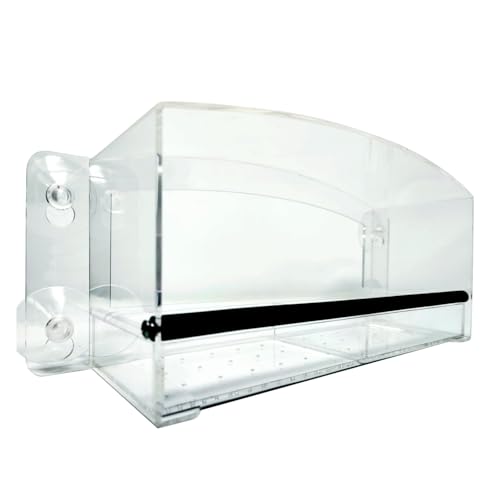 Nature Gear Acrylic Clear Bird Feeders for Window Viewing, Weather Resistant & Easy to Clean with Sliding Tray, Clear Window Bird Feeder with Strong Suction Cups, Dome