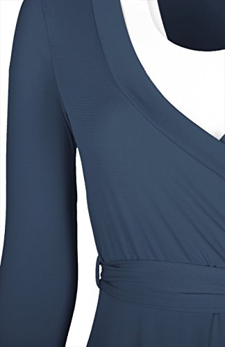 Image of Women's 3 /4 Sleeve Deep V-Neck Maxi Faux Wrap Solid Plus Size Dress