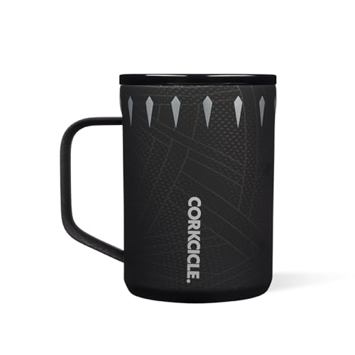 Corkcicle Classic Coffee Mug - Triple Insulated Stainless Steel for Travel - Shatter-Proof Lid - Keeps Drink Hot Over 3 Hours - Holiday Mug Gift - Great for Gifting Warmth - 16 oz - Black Panther