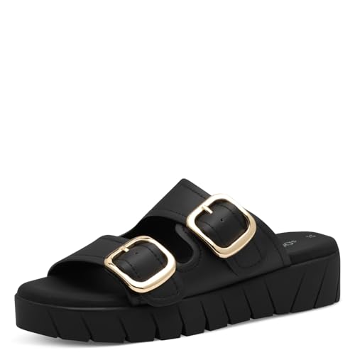 s.Oliver Damen Pantoletten mit Schnallen Plateau, Schwarz (Black), 39 EU