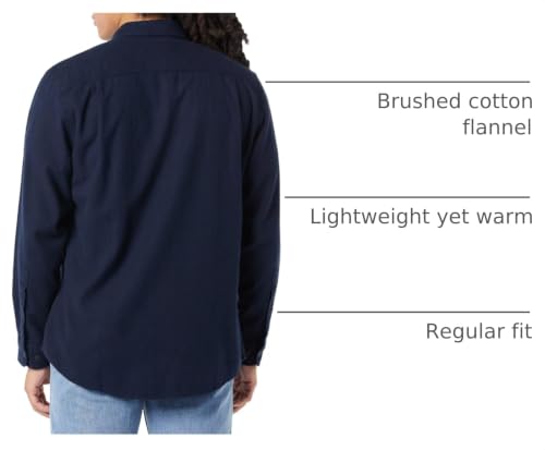 Image of Amazon Essentials Men's Regular Fit Long-Sleeve Flannel Shirt, Soft Brushed Cotton, Lightweight yet Warm