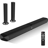 Assistrust Sound Bar, 60W Sound Bars for TV, 5.0 Bluetooth TV Sound Bar, Wired & Wireless Soundbar with Auto Volume Boost, ARC/Optical/AUX Connection, 2 in 1 Separable Soundbar for TV