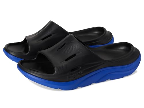 Hoka Unisex Ora Recovery Slide 15 Sandals, Black/Ultramarine, 3 US Men