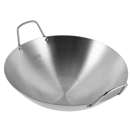 LIGIGWASH Wok Inoxidable de Gran Capacidad Sartén Antiadherente Asas Saltear y Conservar el Calor de Limpiar y Almacenar