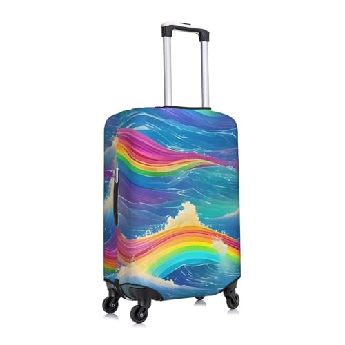 Rainbow Ocean Print Fashionable Suitcase Cover Personalized Luggage Protector for Travel and Business3