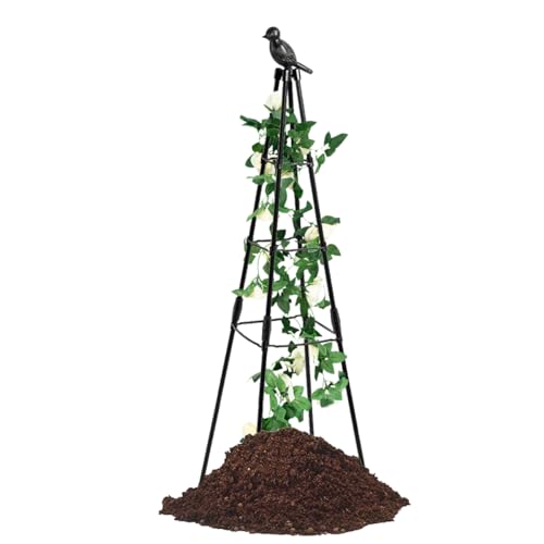 Garden Trellis for Climbing Plants 63inch Tall Plants Trellis Support with Adjustable Stake Arms Plastic Coated Rustproof Metal Pipe Supports for Outdoor Indoor Potted Plants Tomato Rose 1pack