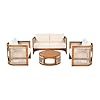 VilroCaz 4-Piece Patio Conversation Set, All Weather Sectional Sofa Set w/ 2 Chairs, Loveseat & Table Premium, Acacia Wood Outdoor Furniture Set with Woven Rope Accents and Cushions (Teak+Beige) #2