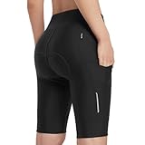 baleaf 4D Padded Bike Shorts Women 10' Cycling Shorts Padding Long Biking Bicycle Biker Pockets UPF50+ Black XL