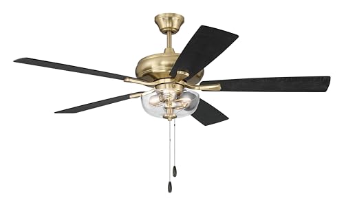 Craftmade Eos Clear Bowl 52 in. Satin Brass Finish Dual Mount (Flat or Angled Ceiling) Indoor Ceiling Fan with Light Kit and Pull Chains Included by Craftmade - Used condition - Image 3