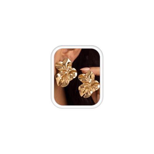 MILACOLATO Boucles d'Oreilles Femme de couleur or Statement | Acier Inoxydable Boucle d'Oreilles Pendantes Boucle d'Oreille Fleur Légère Accessoires de Mode Bijoux Femme Cadeau-J