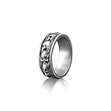 BySilverStone Jewelry Skull Ring in Oxidized Sterling Silver, Mens Gothic Wedding Ring, Engraved Goth Engagement Ring For Men, Witch Ring For Best Friend Gift