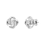 Itsy Bitsy by Gilded 1/4 Cttw Lab-Grown Diamond Fashion Stud Earrings in Sterling Silver, SI1 F-Color Lab Diamonds, Push-Back (Infinity Knot)