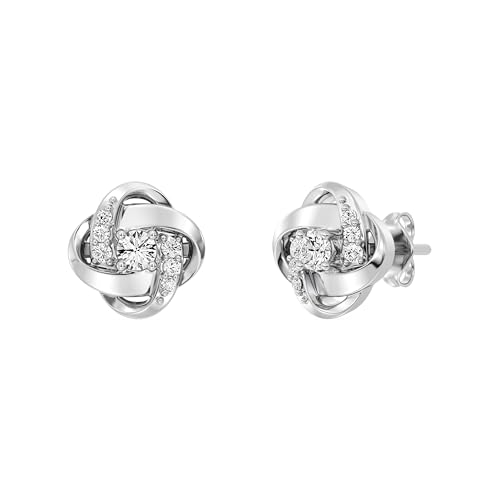 Itsy Bitsy by Gilded 1/4 Cttw Lab-Grown Diamond Fashion Stud Earrings in Sterling Silver, SI1 F-Color Lab Diamonds, Push-Back (Infinity Knot)