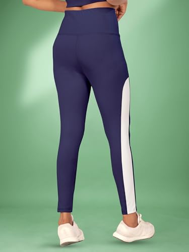 Image of Women's Polyester Blend Yoga Pants with High Rise Waist Stretch Fit Design Side Patti Slim Fit Style and Standard Length | Workout Track Pants | Joggers for GymRunning | Sports Top