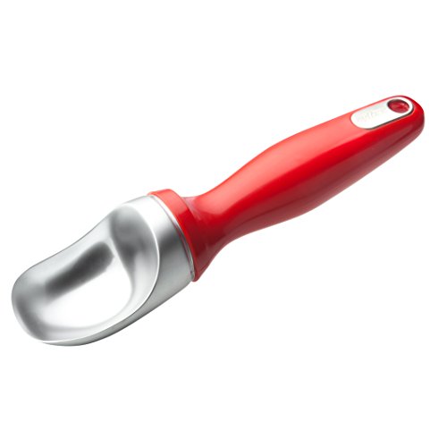 Zyliss Right Scoop Metal Ice Cream Scoop with Ergonomic Handle, Red