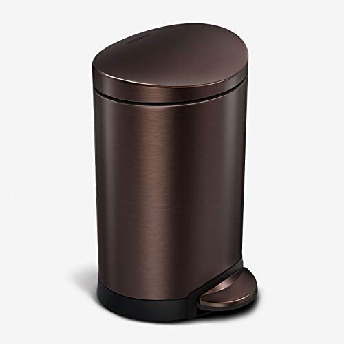 simplehuman CW1853CB 4.5L Round Pedal Bin, Small Bin for Bathroom Bedroom Office, Strong Steel Pedal, Silent Soft Close Lid, Inner Bucket, Non-Skid Base, White Steel