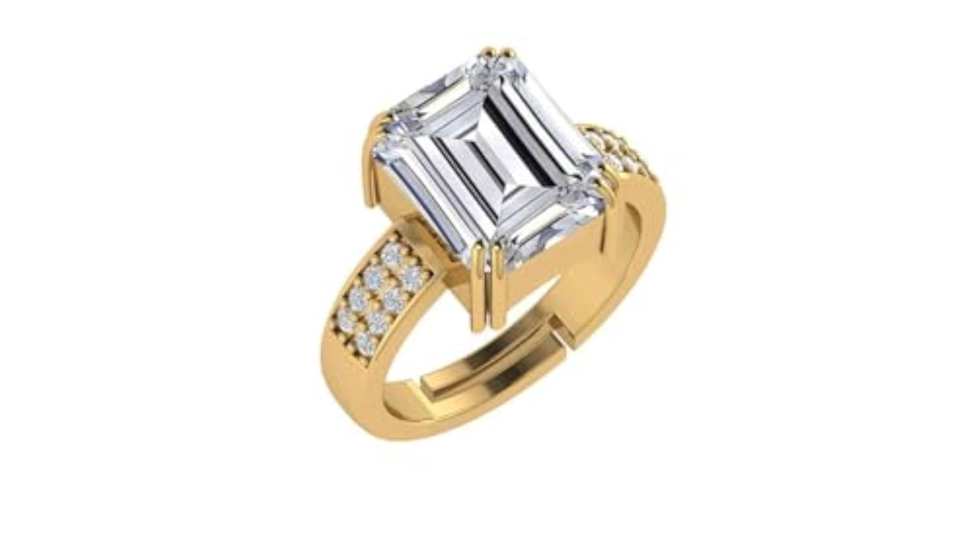 Natural Quality Rashi Ratna White Zircon Gold Adjustable Ring