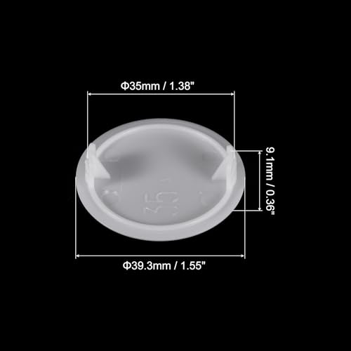 Image of uxcell 20Pcs Hinge Hole Covers, 35mm(1 3 /8 inch) Dia Plastic Concealed Hole Cover Round Flush Type Caps for Furniture Cabinet Cupboard, White