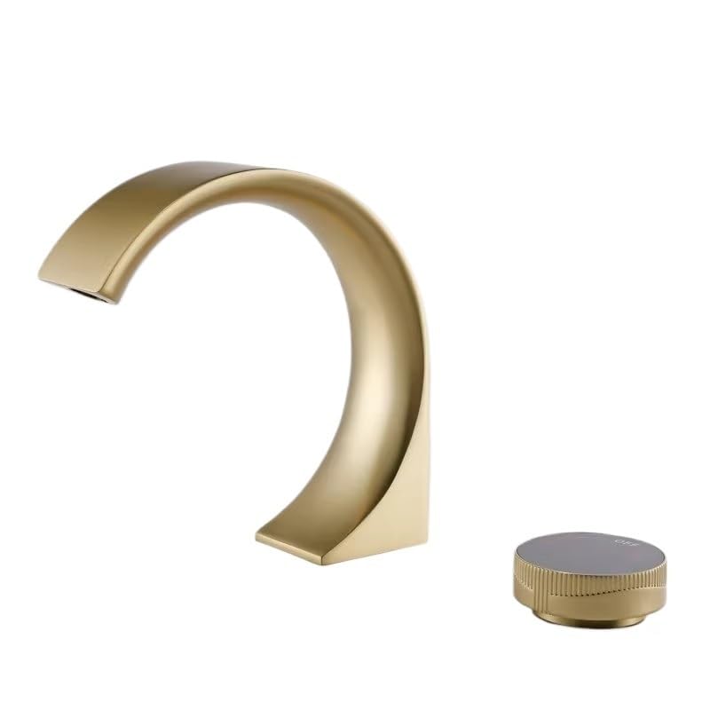Robinet de lavabo eau chaude froide mitigeur or brossé pour vanité de salle de bain moderne