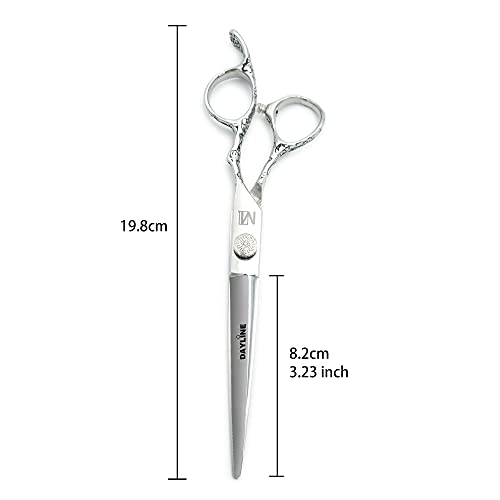 Dayline 7" Professional Salon Shears Hairdressing Scissors Haircut Human Silver Barber Scissors Japan 440C Steel Cutting Hair Scissors (7 Inch) #TOP4