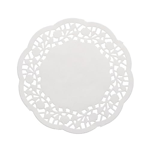 FUNOMOCYA 100pcs Oil-absorbing Paper Doilies Cake Paper Pads for Wedding Tableware White Lace Doilies (grain Style)