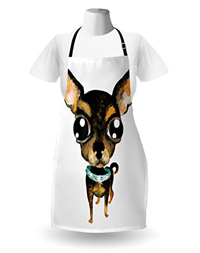 ABAKUHAUS Chihuahua Kochschürze, Gem Collar Big Eyed Dog, Schmutz Fett abweichend waschbar Farbfester Digitaldruck, Mehrfarbig
