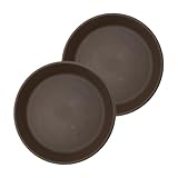 The HC Companies 12 Inch Classic Round Plant Saucer, Lightweight UV-Resistant Plastic Outdoor & Indoor Flower Pot Tray, 2-Pack Plant Pot Trays for Garden & Home Decor, Chocolate