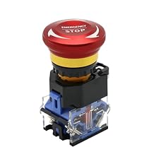 1pcs 22mm 10A Metal Emergency Stop Pushbutton Switches Mushroom Head Button Self-Locking Elevator Power Start Emergency Stop LA381NO 1NC