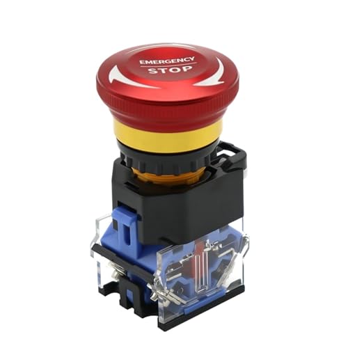 Bouton-poussoir d'arrêt d'urgence 22mm autobloquant KLVN 10A pour couper le courant
