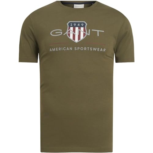 GANT Men's Reg Shield SS Archive Logo T-Shirt, Juniper Green, XXXX-Large