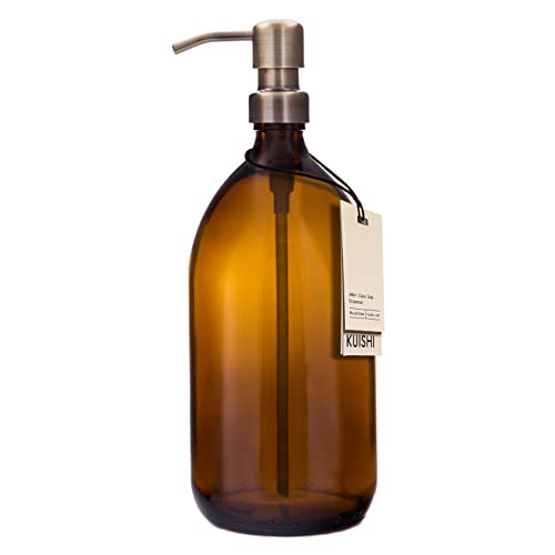 Kuishi Amber Glass Pump Bottle with Stainless