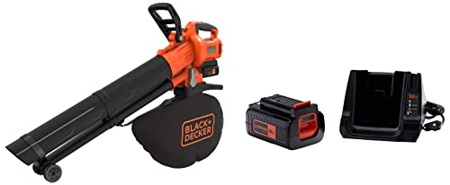 BLACK+DECKER Soffiatore, Trituratore, Aspiratore Foglie A Batteria Litio & Kit Batteria Al Litio E Caricabatterie Compatibile Con Prodotti A Batteria 36V, Bdc2A36-Qw