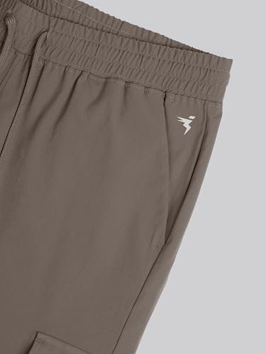 Image of TECHNOSPORT Men's Regular Fit Mid Rise Polyester Solid Cargos for Activewear, Regular Use and Quick Dry
