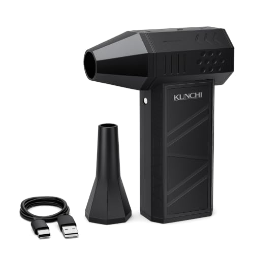 Image of KUNCHI Cordless Portable Air Blower | 8000mAh Rechargeable Battery | 150000 RPM Voilent Fan | High-Speed BLDC Motor | 3 Speed | Small LED | USB Type-C | Cleaning for Car, Laptop Sofa & Home (X6 PRO)