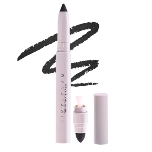 Image of SIMPLYNAM Ultimate Kajal - Ink Black | 1 Stroke Intense Color Payoff | Water & Sweat-Resistant | Long-Lasting & Smudge-Proof | Safe for Sensitive Eyes | 7X More Product | In-Built Sharpener & Smudger