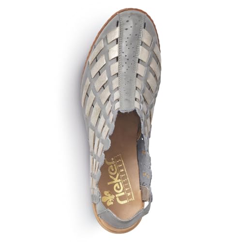 Image of Rieker 46778 Sina Women's Heels - Sling-Backs, Leather Upper, Hand-Woven Design, Anti-Stress Comfort, Flexible Sole, Secure Fit, and Timeless Everyday Style