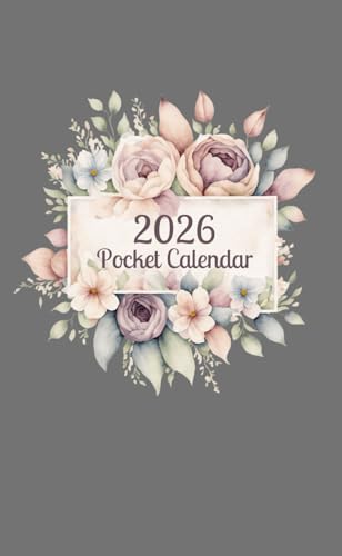 Pocket Calendar 2026: Small One Year Monthly Planner for Purse|January-December 2026|Flower Designe image 2