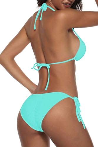 Image of Women Two Piece Swimsuit Sexy Swimwear Halter String Triangle Bikini Sets