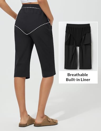 baleaf Women's Long Shorts Quick Dry 15" Swim Pants with Liner UPF50+ Swim Capris with Pockets2