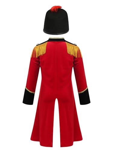 Kids Boys Circus Ringmaster Long Sleeves Tailcoat Jacket Coat with Band Knight Hat2