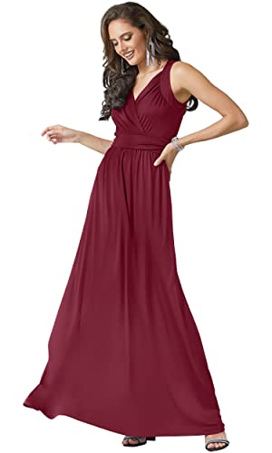 Image of KOH KOH Womens Long Sleeveless Flowy Bridesmaid Cocktail Evening Gown Maxi Dress