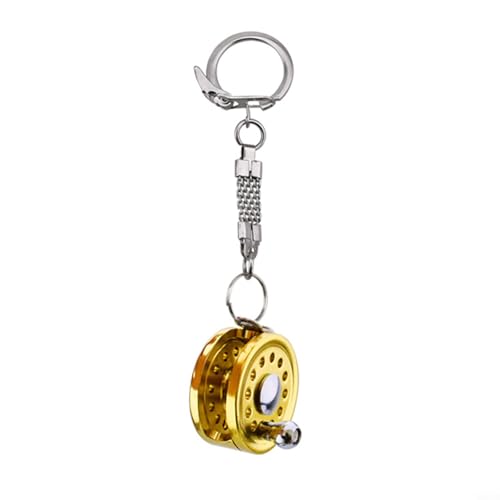 Aprilsunnyzone Pendentif tambour de moulinet de pêche en métal, pour homme et femme, porte-clés, porte-clés, porte-clés, porte-clés de voiture, sac à dos (moulinet de radeau)
