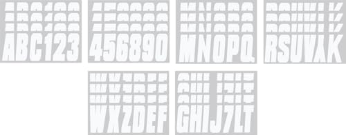 Image of Hardline Products Series USA 350 Boat Registration Numbers Kit - 3 Inch Solid White Marine Vinyl Decals - USCG Compliant Lettering for Hull, PWC, Jet Ski, Pontoon - Fuel & Fade Resistant - 146 Set
