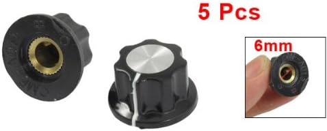 Sourcingmap 5 Pcs Black Silver Tone 16 mm Top Rotary Knobs for 6 mm Dia. Shaft Potentiometer, Silver,Black - Image 4