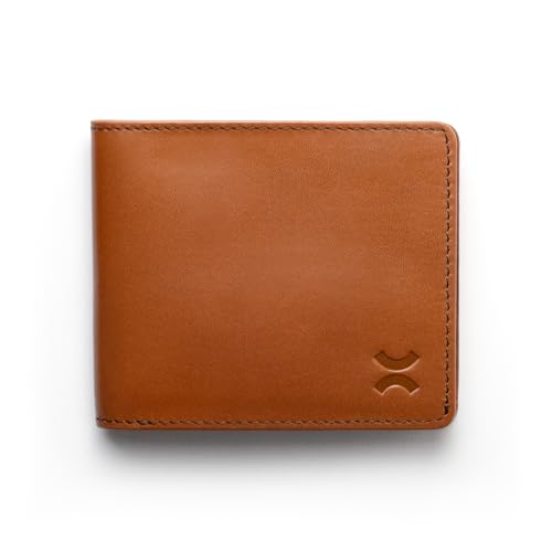 Image of FLAPFOLD Slim Minimalist Premium Bifold Leather Wallet (Caramel)