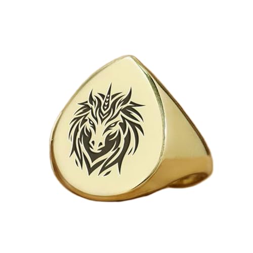 Bague cheval licorne en argent 925 doré de style vintage fait main