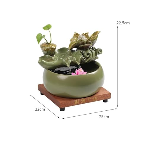 Fuente de agua de cerámica Feng Shui con bola de cristal y acabados artesanales 3